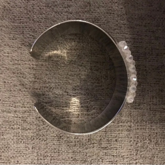 Aurora Borealis Geometric Square Beaded Large Thick Stainless Steel Cuff Bangle - Picture 12 of 12